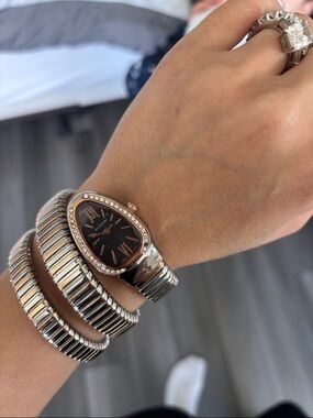 Serpenti Tubogas Style Women's Watch in Rose Gold & Silver